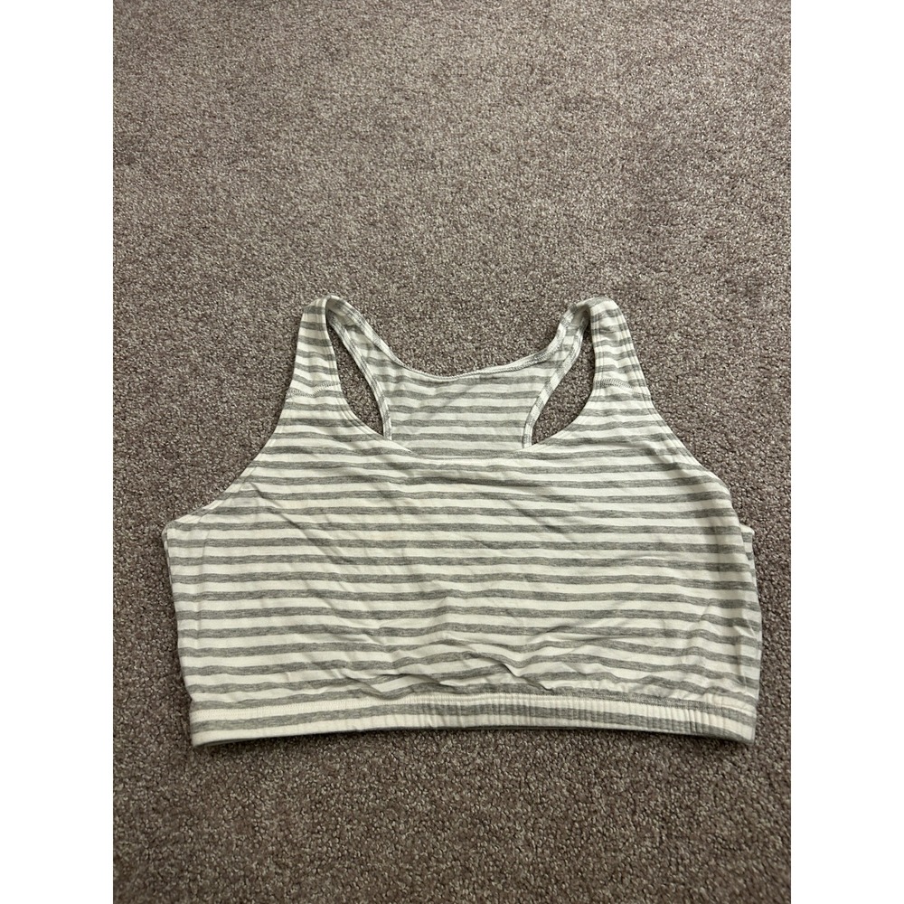 Fruit of the Loom Sports Bra Womens 42 Grey White Excellent Striped Racerback